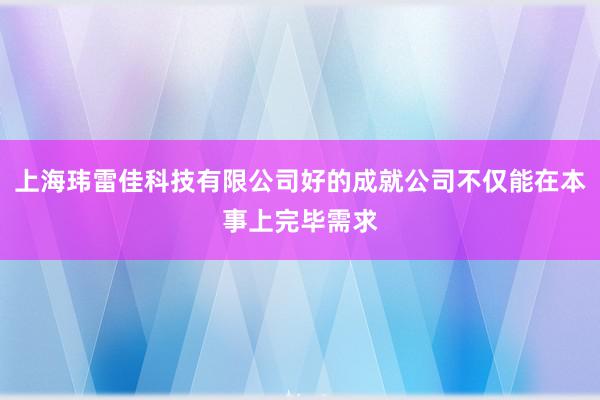 上海玮雷佳科技有限公司好的成就公司不仅能在本事上完毕需求